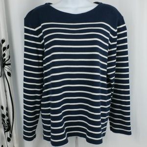 Eddie Bauer Navy/White Strip Long Sleeve PL